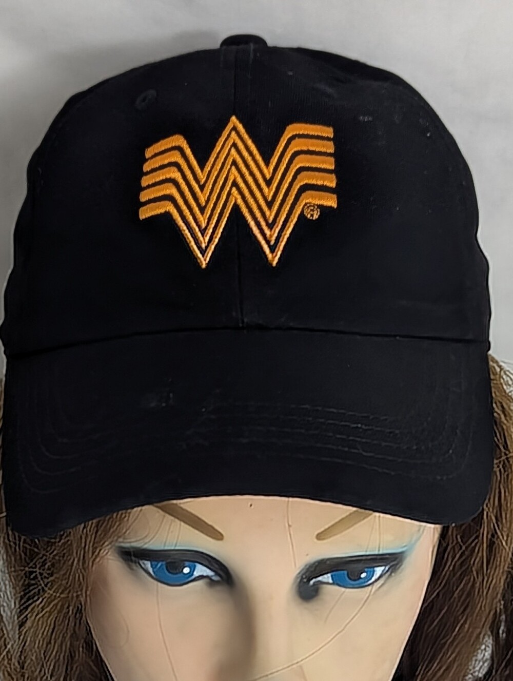 Whataburger Black Baseball Cap with Gold 'W' Logo Adjustable Strap
